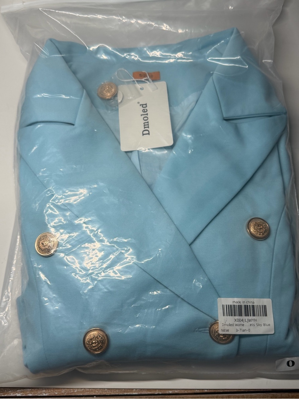 Tailored Sleeveless Light Blue Double-Breasted Pantsuit - Picture 6 of 15